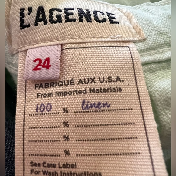 NWT L’AGENCE 100% linen Green Pleaded Shorts. Size 24 - Picture 8 of 8